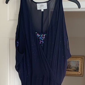 Madison Marcus navy gown with sequin slip